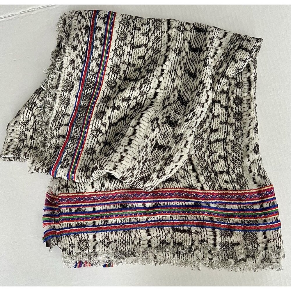 Roberto Cavalli Womens Scarf Modal Snake Print Fringe Edge 54” x 54” Shawl Wrap